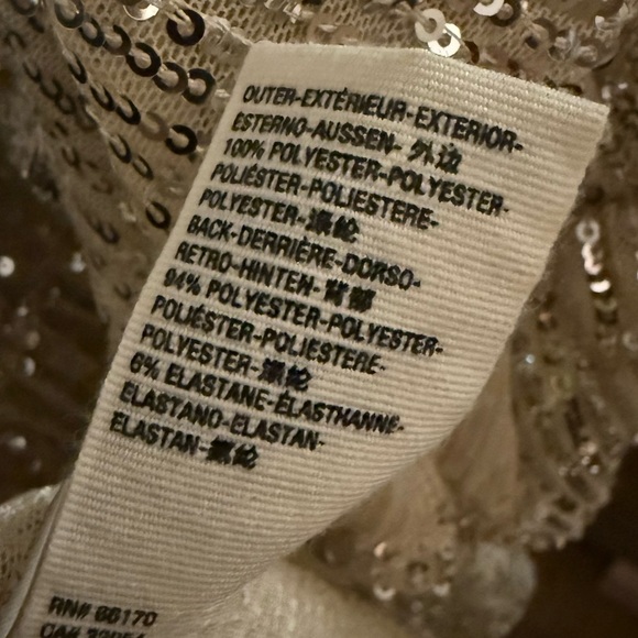 Free People Dance Floor Sequin Ruffle Top Champagne Metallic Size Large - Picture 11 of 14